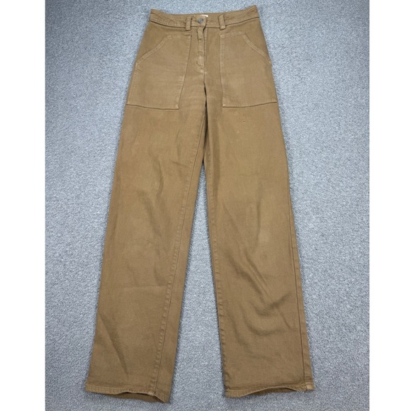 Wilfred Free Pants - Wilfred Free Baggy Pants Women's 4 Brown Canvas Straight Leg High Rise Utiltiy